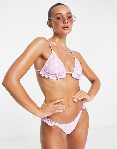 Haut de bikini triangle à pois et volants - River Island - Modalova