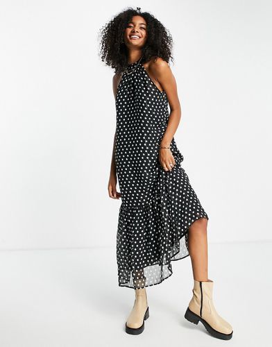 Robe mi-longue sans manches à dos nu avec motif à pois - River Island - Modalova