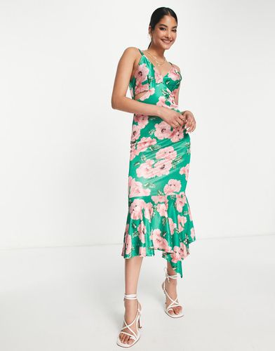 Robe nuisette mi-longue en satin à imprimé fleurs - River Island - Modalova