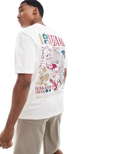 T-shirt à imprimé carpe koï brodé au dos - Écru - River Island - Modalova