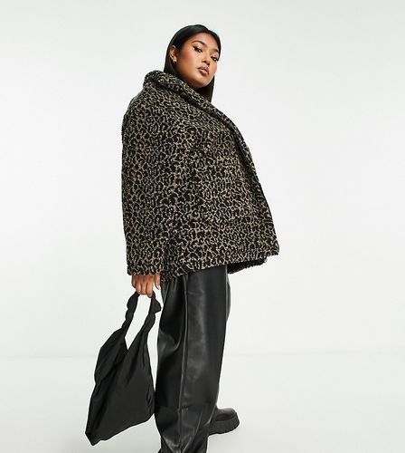 Veste zippée en imitation peau de mouton à motif léopard - Wednesday's Girl Curve - Modalova