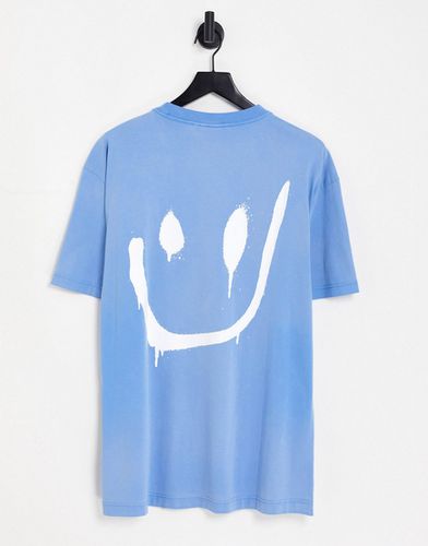 T-shirt oversize avec imprimé smiley au dos - délavé - Weekday - Modalova