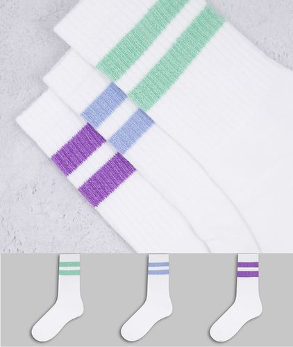 Eleven - Lot de 3 paires de chaussettes rayées en coton biologique - et multicolore - Weekday - Modalova
