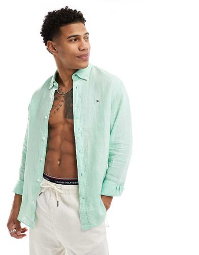 Chemise coupe classique unie teintée - menthe - Tommy Hilfiger - Modalova