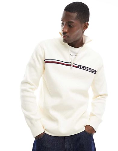 Global - Pull à col montant rayé - Crème - Tommy Hilfiger - Modalova