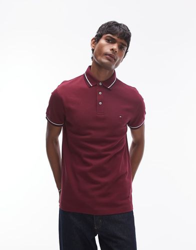 Polo ajusté à liseré - Bordeaux - Tommy Hilfiger - Modalova