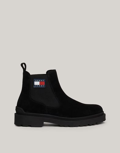 Bottines chelsea en daim avec semelle crantée et logo caoutchouté - Tommy Jeans - Modalova