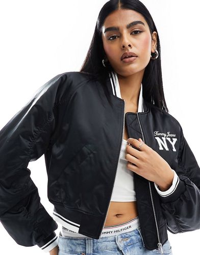 Bomber matelassé en satin style universitaire - Tommy Jeans - Modalova