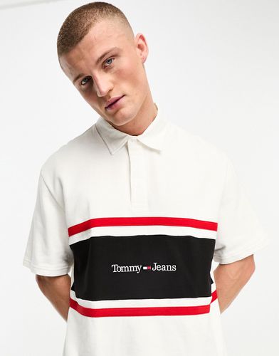 Polo avec bandes verticales et logo linéaire - Tommy Jeans - Modalova