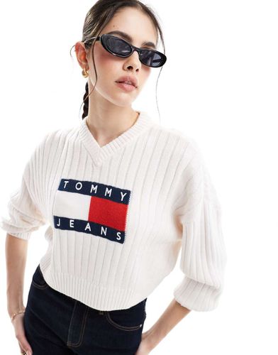 Pull en maille avec logo drapeau - Tommy Jeans - Modalova