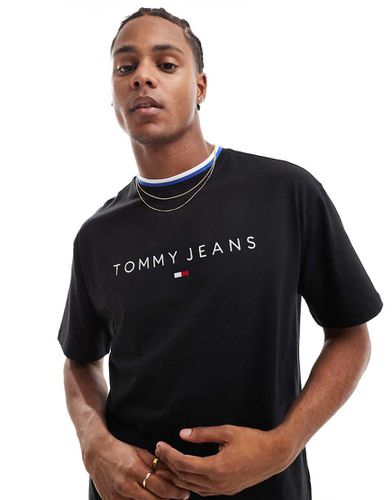 T-shirt à bords contrastants et logo linéaire - Tommy Jeans - Modalova