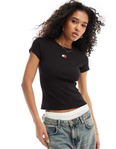 T-shirt côtelé et slim avec écusson - Tommy Jeans - Modalova