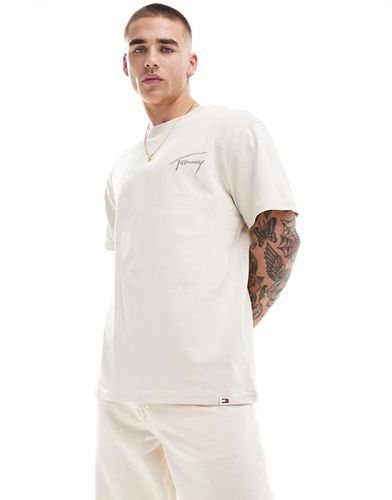 T-shirt classique à logo signature - Blanc cassé - Tommy Jeans - Modalova