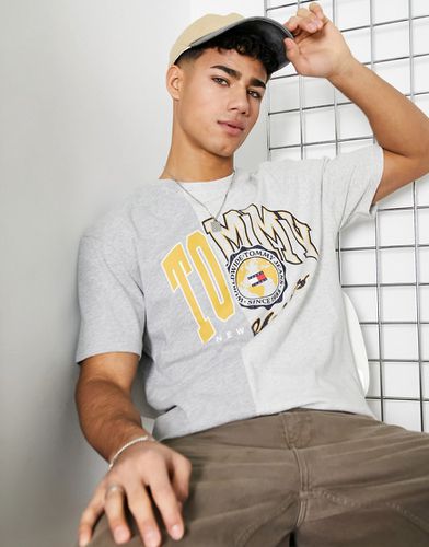 T-shirt classique à logo universitaire effet coupé-cousu - chiné - Tommy Jeans - Modalova