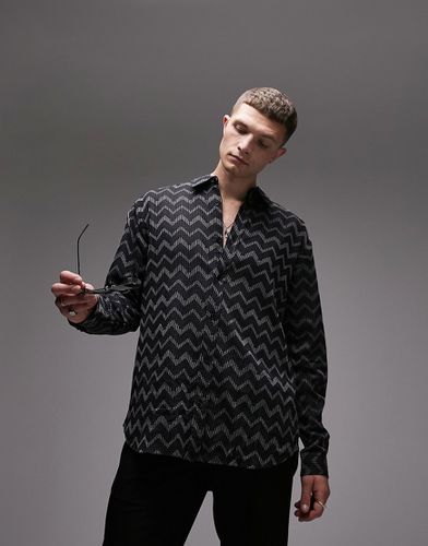 Chemise de soirée décontractée à motif zigzag et manches longues - Topman - Modalova
