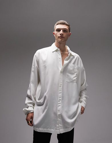 Chemise ultra oversize à manches longues avec poche - Écru - Topman - Modalova