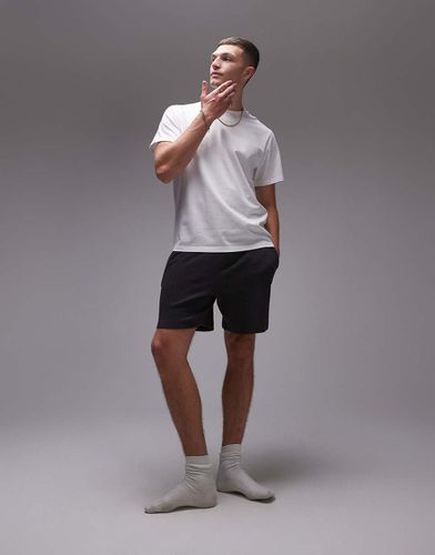 Ensemble confort avec short gaufré et t-shirt - Anthracite/blanc - Topman - Modalova