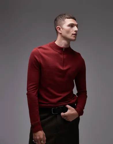 Essential - Pull en maille à col zippé - Topman - Modalova