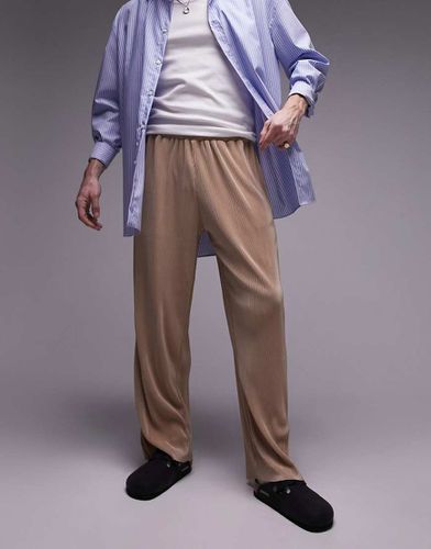 Jogger droit plissé - Taupe - Topman - Modalova