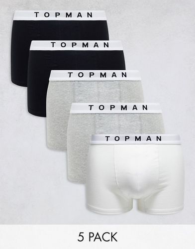 Lot de 5 boxers - Noir/gris/blanc - Topman - Modalova