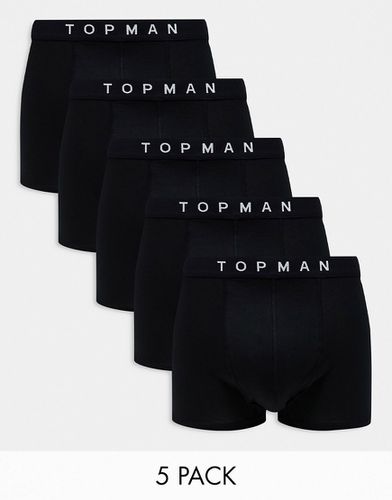 Lot de 5 boxers à taille ton sur ton - Noir - Topman - Modalova