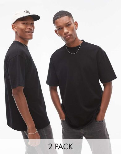 Lot de 2 t-shirts oversize - Noir - Topman - Modalova