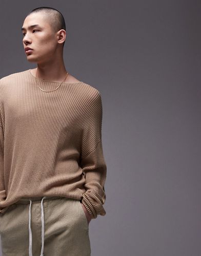 Pull décontracté en maille à manches longues - Camel - Topman - Modalova