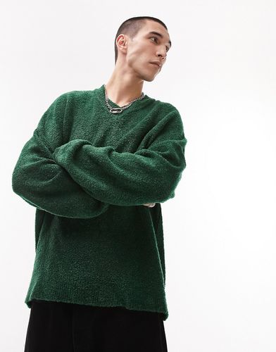 Pull en maille bouclée à col V - Topman - Modalova