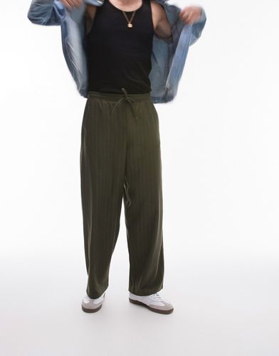 Pantalon ample à fines rayures - Kaki - Topman - Modalova