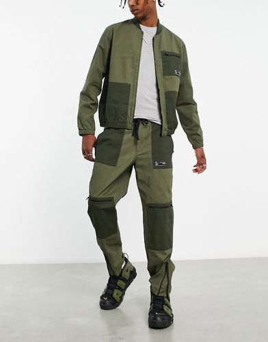 Pantalon cargo d'ensemble ample effet coupé-cousu avec taille élastique - Kaki - Topman - Modalova