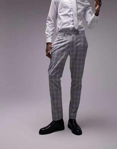 Pantalon de costume ajusté à carreaux en tissu travaillé - Topman - Modalova