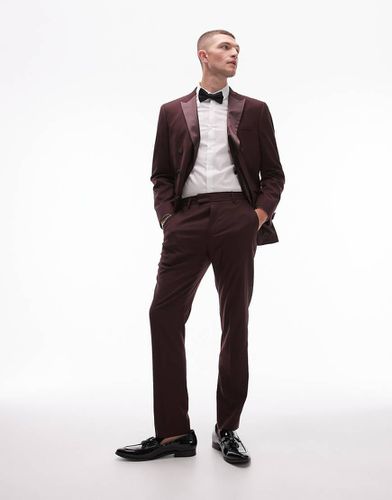 Pantalon de smoking ajusté de qualité supérieure - Bordeaux - Topman - Modalova