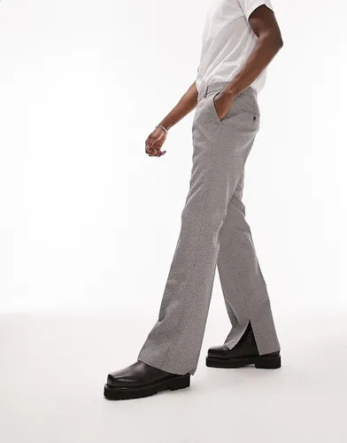 Pantalon texturé coupe droite évasée - Noir et blanc - Topman - Modalova