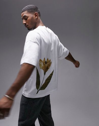 Premium - T-shirt ultra oversize avec motif fleur pressée à l'avant et au dos - Topman - Modalova