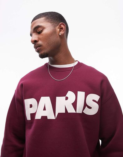 Sweat oversize avec imprimé Paris - Bordeaux - Topman - Modalova