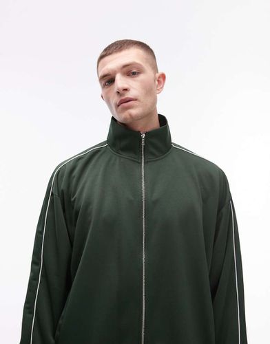 Sweat d'ensemble oversize à fermeture éclair et double passepoil - sport - Topman - Modalova