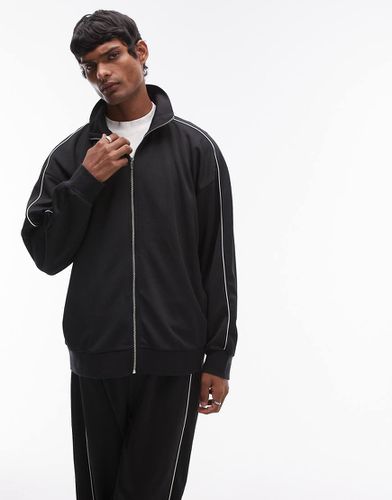 Sweat-shirt d'ensemble zippé oversize avec double liseré - Topman - Modalova