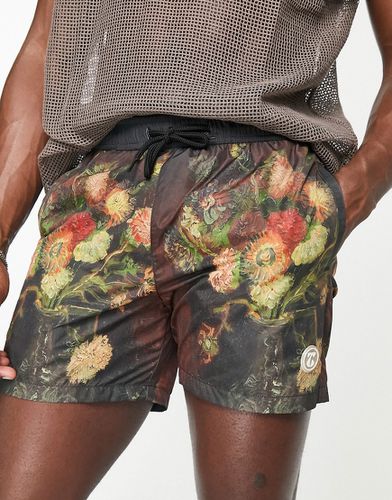 Short de bain à imprimé Van Gogh sous licence - Topman - Modalova