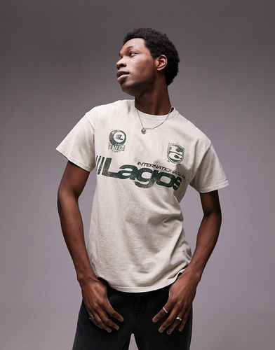 T-shirt oversize à imprimé Lagos - Taupe délavé - Topman - Modalova