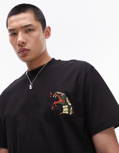 T-shirt oversize avec broderie tatouage tête de serpent - Topman - Modalova