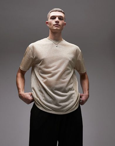 T-shirt oversize avec imprimé métallisé transparent - Doré - Topman - Modalova