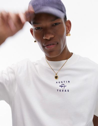 T-shirt oversize avec imprimé Austin Texas sur le devant et dans le dos - Écru - Topman - Modalova