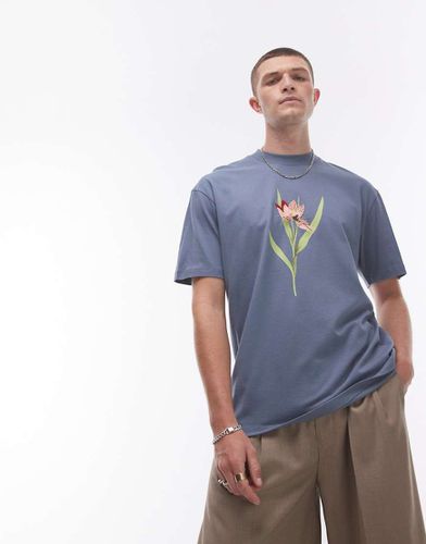 T-shirt oversize de qualité supérieure avec fleur brodée - Topman - Modalova