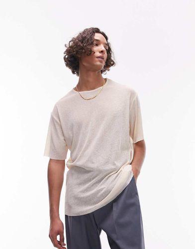 T-shirt oversize en crêpe ourlets bruts - Taupe - Topman - Modalova