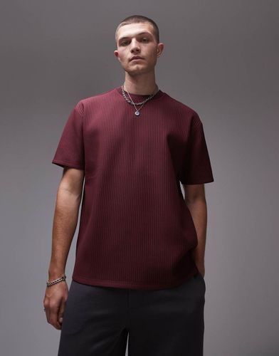 T-shirt oversize plissé - Bordeaux - Topman - Modalova