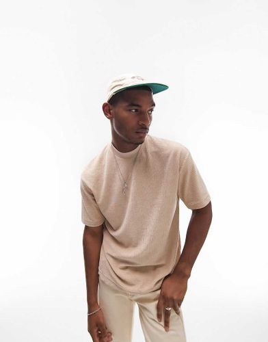 T-shirt texturé oversize - Taupe - Topman - Modalova