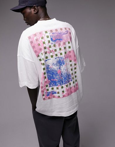 T-shirt ultra oversize avec imprimé carrés et fleurs devant et au dos - Topman - Modalova