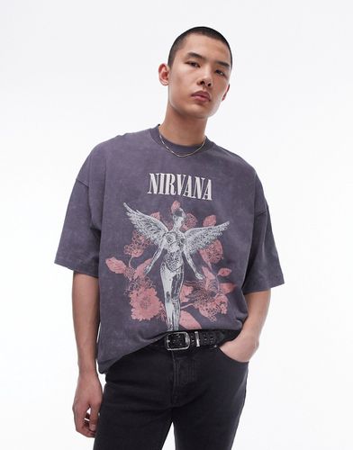 T-shirt ultra oversize avec imprimés ange et Nirvana - délavé - Topman - Modalova