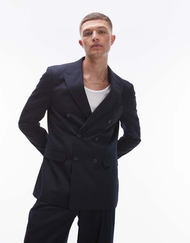 Veste de costume ajustée en lin mélangé à double boutonnage - Topman - Modalova