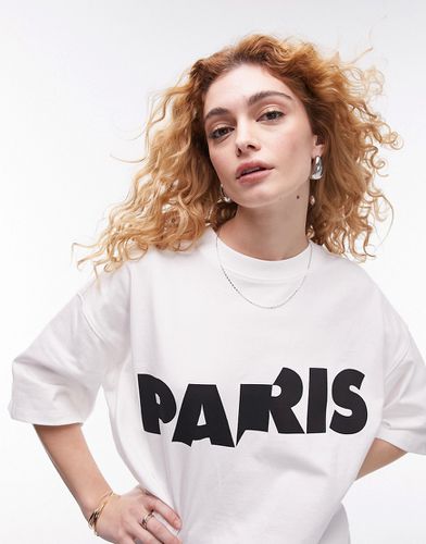 T-shirt oversize à épaules tombantes et imprimé Paris - Topshop - Modalova